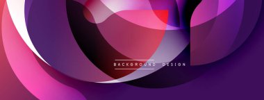 Soyut şekiller dinamik bileşimler oluşturur. Mor, pembe, kırmızı renkler düzgün bir şekilde harmanlanır. Arkaplan veya sunumlar için modern tasarım ögesi.