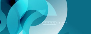 Soyut mavi şekiller dinamik bileşim oluşturur. Yumuşak eğimler derinliği, modern tasarımı akla getiriyor. Minimalist estetik, temiz çizgiler..