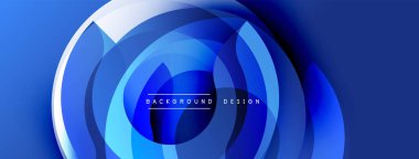 Mavi soyut katmanlar dairesel desen oluşturur. Yumuşak gradyanlar, modern tasarım, canlı renkler. Minimalist estetik, sunumlar için mükemmel bir zemin.