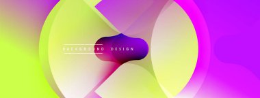 Parlak soyut tasarım. Pürüzsüz eğimler, üst üste binen şekiller dinamik bileşimler oluşturur. Canlı renkler, modern estetik. Arkaplan ve sunumlar için mükemmel..