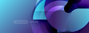 Soyut tasarım. Mavi mor renkler. Üst üste binen şekiller dinamik bileşim yaratır. Modern estetik. Sorunsuz geçişler. Minimalist stil.