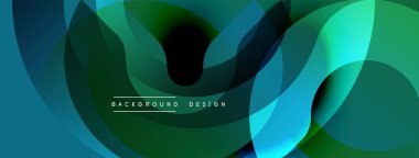 Soyut şekiller örtüşür, dinamik akış yaratır. Canlı yeşiller, maviler pürüzsüz bir şekilde harmanlanır. Modern tasarım hareketi çağrıştırıyor, derinliği. Yumuşak gradyanlar görsel ilgi ekler.