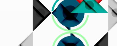 Soyut geometrik şekiller çakışıyor. Koyu mavi, yeşil, gri, beyaz renkler mevcut. Minimalist tasarım, modern estetik, temiz çizgiler, dinamik kompozisyon.