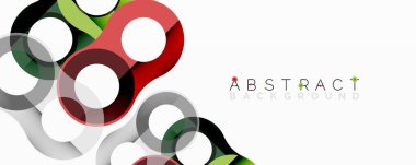 Parlak şekiller dinamik bileşim oluşturur. Kırmızı, yeşil, gri, beyaz elementler soyut tasarım oluşturur. Modern estetik, temiz çizgiler, basit formlar..