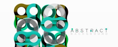 Soyut geometrik desen. Üst üste binen daireler modern tasarım yaratır. Teal, gri, siyah, altın rengi mevcut. Minimalist stil.