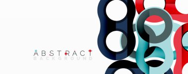 Parlak soyut şekiller çakışıyor. Mavi, kırmızı, gri renkler dinamik kompozisyon oluşturur. Arkaplan ve sunumlar için modern tasarım ögesi.