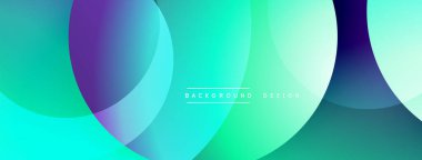 Soyut tasarım. Üst üste binen çemberler canlı gradyanlar yaratır. Turkuaz, mor, koyu mavi renkler kusursuz bir şekilde harmanlanır. Modern estetik. Minimalist kompozisyon.