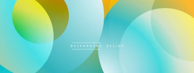 Soyut renkli çemberler çakışıyor. Gradyan gölgeler dinamik görsel efekt yaratır. Arkaplan, sunum ve markalaşma için modern tasarım.