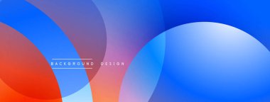 Soyut şekiller, canlı renkler, pürüzsüz eğimler. Üst üste binen daireler dinamik bileşim yaratır. Modern tasarım, temiz estetik, görsel olarak çekici..