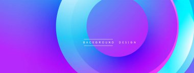 Parlak soyut bir arka plan. Üst üste binen daireler dinamik değişim etkisi yaratır. Mor, mavi renkler arasında pürüzsüz geçişler. Modern tasarım ögesi.