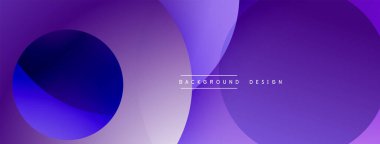 Soyut mor tasarım. Üst üste binen daireler dinamik değişim etkisi yaratır. Minimalist tarz, modern estetik. Yumuşak geçişler, canlı renkler.