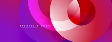 Soyut renkli çemberler dinamik bir değişim etkisi yaratıyor. Mor, pembe, kırmızı renkler arasında pürüzsüz geçişler. Modern tasarım ögesi.