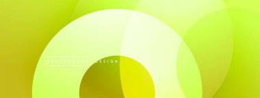 Soyut tasarım. Üst üste binen daireler dinamik bileşim yaratır. Sarı, yeşil renkler baskın. Yumuşak eğimler derinlik ve hareket olduğunu gösteriyor. Modern estetik.