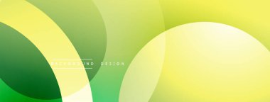 Yeşil, sarı kesişen daireler soyut arka plan oluşturur. Yumuşak eğimler derinliği, modern estetiği akla getiriyor. Minimalist tasarım, canlı renkler.