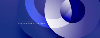 Soyut mavi tasarım. Üst üste binen daireler dinamik bileşim yaratır. Yumuşak eğim, modern estetik. Minimalist tarz, mükemmel arkaplan.