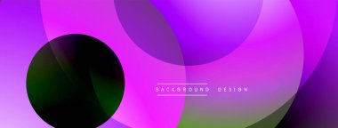 Mor soyut arka plan. Üst üste binen daireler dinamik görsel efekt yaratır. Gradyan tonlar, modern tasarım. Minimalist estetik, pürüzsüz geçişler.