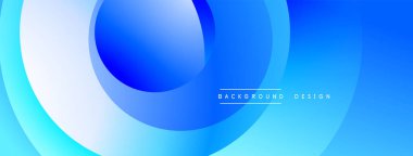 Mavi soyut katmanlar dinamik bir görüntü yaratır. Düz gradyanlar, dairesel şekiller, modern tasarım. Sunumlar, web siteleri, markalaşma için arkaplan.