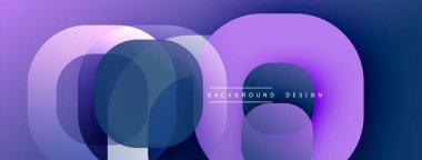 Soyut geometrik şekiller çakışıyor. Mor, mavi gradyanlar dinamik kompozisyon oluşturur. Arka planlar ve sunumlar için modern tasarım öğesi. Düz geçişler, temiz estetik..