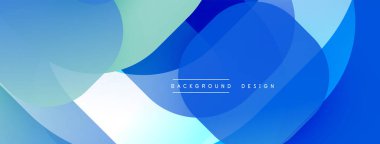 Soyut tasarım. Üst üste binen daireler, mavi, yeşil, beyaz renkler. Yumuşak eğimler derinlik yaratır. Modern estetik. Minimalist kompozisyon. Temiz çizgiler.