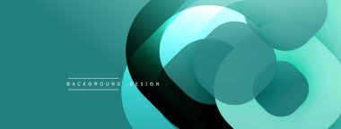 Soyut tasarım. Üst üste binen daireler dinamik bileşim yaratır. Teal, turkuaz, koyu tonlar modern estetik sunar. Minimalist stil, temiz hatlar.