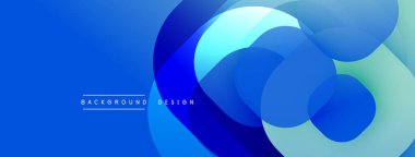 Mavi soyut tasarım. Üst üste binen daireler dinamik bileşim yaratır. Dereceli gölgeler derinlik katıyor. Modern estetik, arka planlar için uygun.