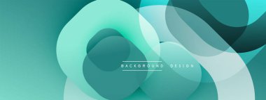 Soyut tasarım. Üst üste binen daireler dinamik bileşim yaratır. Teal, turkuaz, beyaz gölgeler düzgün bir şekilde birbirine karışıyor. Modern estetik, temiz hatlar, minimalist stil. Sunumlar ve web siteleri için arkaplan.
