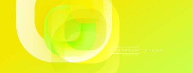 Parlak sarı, yeşil katmanlar soyut tasarım yaratır. Düz gradyanlar, dairesel şekiller, modern estetik. Minimalist tarz, canlı renkler, temiz görünüş..