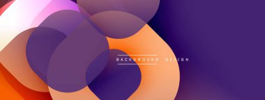 Soyut şekiller örtüşüyor, canlı gradyanlar yaratıyor. Mor, turuncu, pembe renkler kusursuz bir şekilde harmanlanır. Modern tasarım, pürüzsüz geçişler, dinamik kompozisyon.