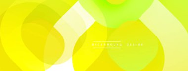 Parlak sarı, yeşil kesişen daireler soyut tasarım yaratır. Yumuşak eğim, modern estetik. Minimalist kompozisyon, canlı renkler.