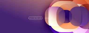 Soyut tasarım özellikleri üst üste biniyor. Renkler mordan turuncuya karışıyor. Modern estetik, dijital arkaplan veya sunumlar için uygun.