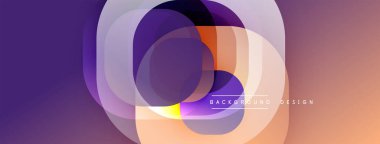 Soyut kompozisyon. Üst üste binen daireler dinamik görsel efekt yaratır. Gradyan renkler düzgün bir şekilde harmanlanarak modern tasarımı oluşturuyor. Yumuşak geçişler, canlı renkler.