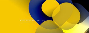 Parlak sarı, koyu mavi şekiller çakışıyor. Modern tasarım, pürüzsüz eğimler derinlik yaratır. Minimalist estetik, soyut kompozisyon. Canlı renkler, temiz çizgiler..