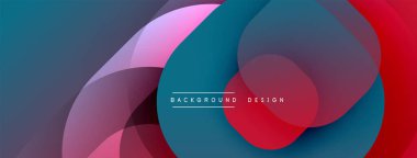 Soyut tasarım. Üst üste binen daireler dinamik bileşim yaratır. Kırmızı, pembe, deniz mavisi renkleri pürüzsüzce harmanlanmış. Modern estetik, arka planlar için uygun.