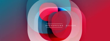 Üst üste binen dairelerle soyut tasarım. Kırmızı, mavi, mor renkler dinamik görsel efekt yaratır. Arkaplan ve sunumlar için modern estetik.