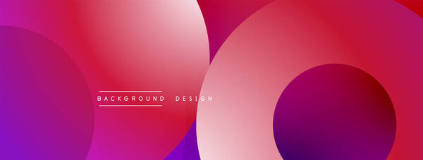 Abstract design features overlapping circles. Gradient color scheme transitions from purple to pink. Minimalist aesthetic, modern look. Smooth shapes create visual interest.