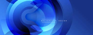 Mavi soyut şekiller dinamik bileşimler oluşturur. Düz gradyanlar, modern tasarım, dijital arkaplan veya sunumlar için mükemmel.