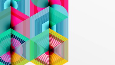 Parlak renkli çizgiler soyut geometrik şekiller yaratır. Canlı katmanlar örtüşüyor, dinamik görsel doku oluşturuyor. Modern tasarım, temiz estetik.
