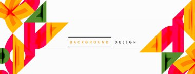 Parlak geometrik şekiller soyut çiçek tasarımı yaratır. Canlı renkler, keskin açılar, modern estetik. Metin kaplamalı minimalist kompozisyon.