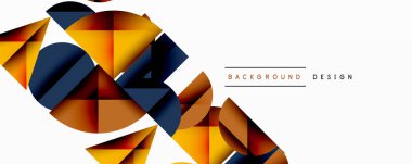 Soyut geometrik şekiller, turuncu, kahverengi, donanma. Üst üste binen formlar dinamik bileşim oluşturur. Arkaplan ve sunumlar için modern tasarım ögesi.