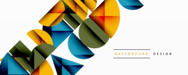 Soyut geometrik şekiller dinamik bileşim oluşturur. Parlak renkler, gradyanlar, modern tasarım elementleri. Minimalist stil, temiz hatlar, canlı estetik..