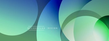 Soyut şekiller, canlı renkler, pürüzsüz eğimler. Üst üste binen daireler dinamik bileşim yaratır. Modern tasarım, temiz estetik.