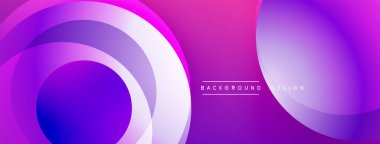 soyut gradyanlar, mor renkler, düz şekiller, modern tasarım, dinamik akış, dairesel elementler, canlı renkler, minimalist estetik, sanatsal ifade, görsel uyum.