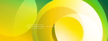 Parlak sarı, yeşil daireler, dinamik soyut tasarım oluşturarak örtüşüyor. Yumuşak eğim, modern estetik. Minimalist kompozisyon, canlı renkler.