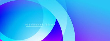 Soyut arkaplan. Üst üste binen daireler parlak mavi ve mor renkler yaratır. Yumuşak geçişler, modern tasarım. Minimalist estetik, temiz sunum.