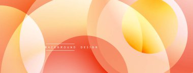 Sıcak renk paleti. Üst üste binen daireler soyut kompozisyon oluşturur. Yumuşak eğimler derinliği gösteriyor. Arka planlar için modern tasarım öğesi. Minimalist estetik.