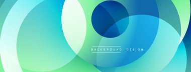 Soyut çakışan daireler. Mavi, yeşil renkler pürüzsüz bir eğim yaratır. Modern tasarım, temiz estetik. Minimalist kompozisyon. Mükemmel arkaplan.