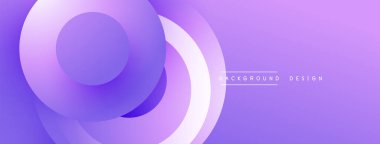 Mor soyut tasarım. Üst üste binen daireler dinamik görsel efekt yaratır. Dereceli gölgeler derinlik katar, modern estetik. Minimalist kompozisyon, pürüzsüz geçiş.