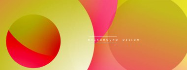 Parlak renkli daireler çakışıyor. Gradyan gölgeler pürüzsüz geçişler yaratır. Özgeçmiş ve sunumlar için modern soyut tasarım. Basit şekiller, canlı renkler..