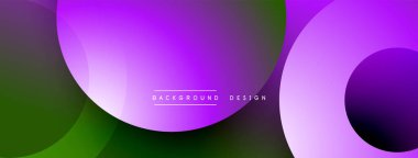 Üst üste binen daireleri olan mor bir arkaplan. Koyu mor ve parlak mor arasındaki pürüzsüz geçişler modern tasarım yaratır. Minimalist estetik.