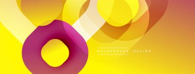 Soyut şekiller örtüşür, dinamik bileşim yaratır. Sıcak renkler baskın, eğimler derinlik katıyor. Modern tasarım, arkaplan ve sunumlar için uygun.